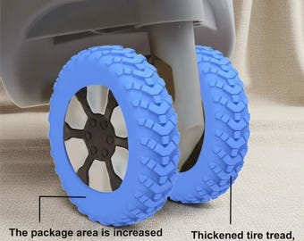 8-teiliger Koffer-Radschutz • Geräuschdämpfende Silikon-Radkappen • Reifenschoner für Gepäck • Reisezubehör • Bodenschutz