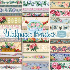 Wallpaper Borders - Sechs Seiten Floral Vintage Printable Junk Journal Digitale Ephemera