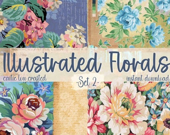 ヴィンテージフラワーエフェメラ：ジャンクジャーナル用のアンティーク