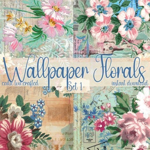 Wallpaper Florals Printable Pages Vintage Roses Vintage Decorative Papers for Junk Journal Artist