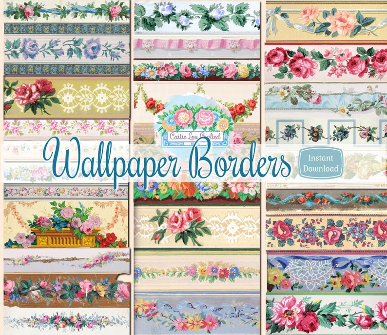 Scriptwallpaper Border Wallpaper Borders - Six Pages Floral Vintage Printable Junk Journal ...