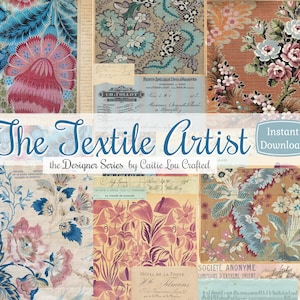 Vintage Textile Art: Floral Junk Journal Kit (Digital Download)