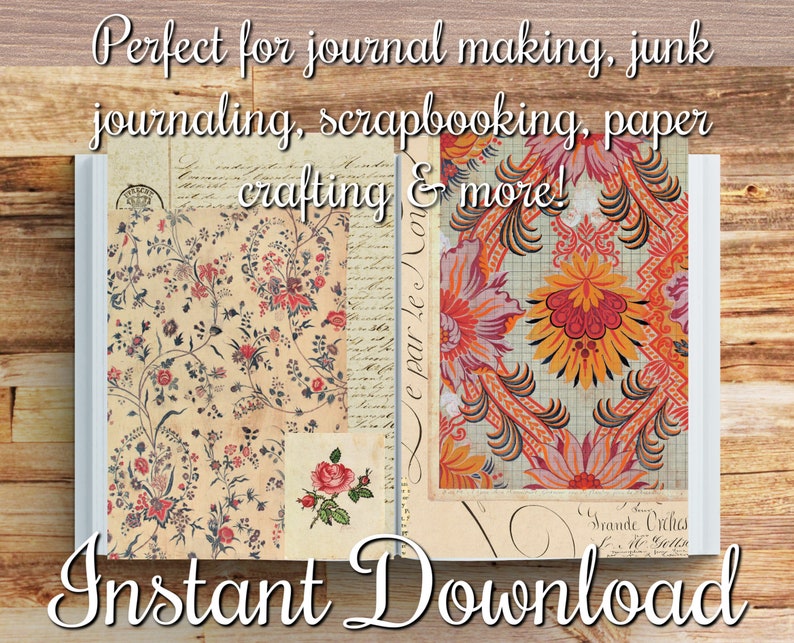 The Textile Artist Set 2 Digital Six Page Designer Kit Printable Junk Journal Collection Vintage Textile Design Art Instant Download image 3