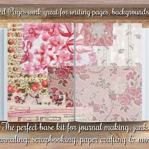 以下が含まれることがあります： ピンクと白のヴィンテージスタイルの柄の紙10枚セット。花柄のデザインです。スクラップブッキング、ジャンクジャーナリング、ペーパークラフトに最適です。