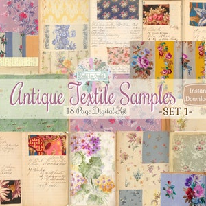 Antique Textile Samples: 18 Page Printable Designer Kit (Digital Download)
