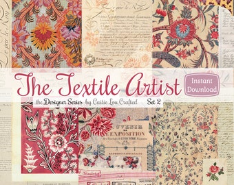Vintage Textile Art: Printable Designer Paper Collection (Digital Download)