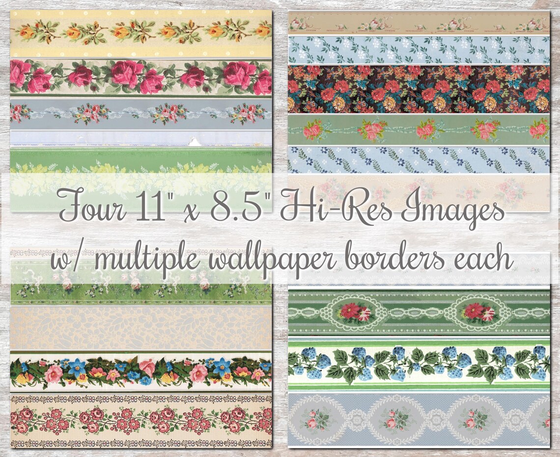High Rers Full Color Picture Wallpaper Borders A - DIGITAL DOWNLOAD Four Pages Hi-res Full Color ...