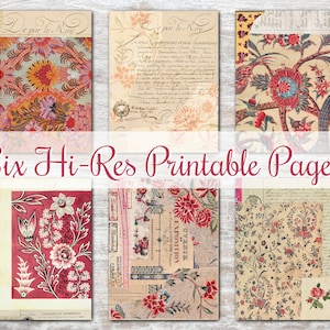 The Textile Artist Set 2 Digital Six Page Designer Kit Printable Junk Journal Collection Vintage Textile Design Art Instant Download image 2