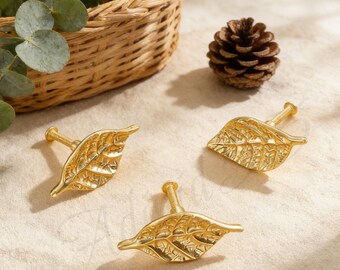 Maniglia per cassetto in ottone a forma di foglia creativa per l'arredamento della casa