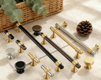 Maniglie per mobili in ottone massiccio, maniglie per cassetti zigrinate moderne, ferramenta da cucina color oro, nero e argento