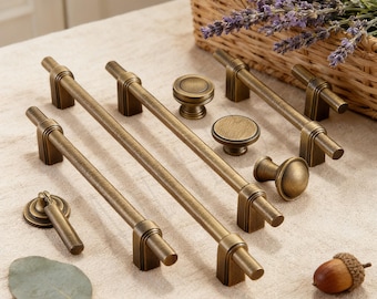 Maniglie e pomelli per mobili in ottone massiccio vintage, maniglie per cassetti antiche francesi