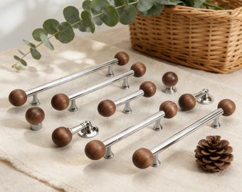 Pomelli per mobili in legno di noce, maniglie per cassetti in ottone massiccio, stile vintage francese