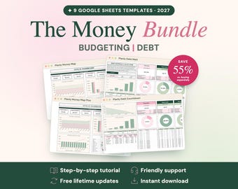 Budget Planner Bundle Google Sheets, Debt Payoff and Sinking Funds | Planly Money Bundle