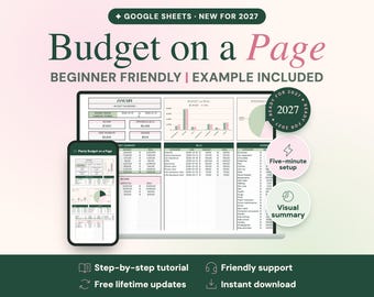2027 Monthly Budget Google Sheets, One-Page Plan, Beginner Friendly (Digital Download)