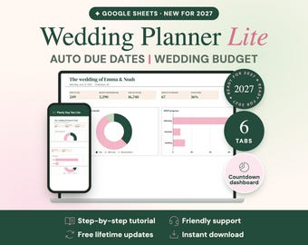 2027 Wedding Planner Google Sheets, Budget, Guest List and Checklist | Planly Say Yes Lite