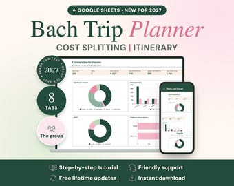 Bachelorette Trip Planner Google Sheets, Itinerary, Cost Splitting (Digital Download)