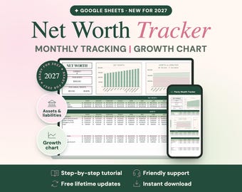 Net Worth Tracker Google Sheets, Assets and Liabilities Spreadsheet | Planly Wealth Tracker