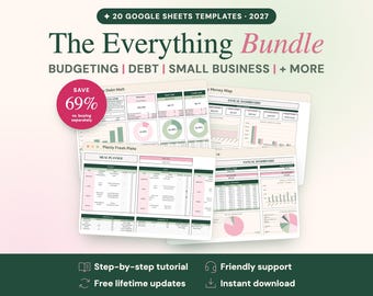 Google Sheets Templates Bundle, 20 Planners for Budget, Business and Home | Planly Everything Bundle