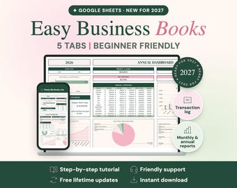 Simple Bookkeeping Google Sheets, Side Hustle Income and Expense Tracker | Planly Biz Books Lite
