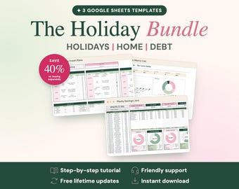 Christmas Holiday Planner Bundle: Gift List, Meal Plan, Savings Tracker (Google Sheets)