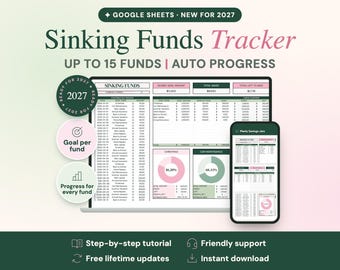 2027 Sinking Funds Tracker Google Sheets, Savings Goals Spreadsheet | Planly Savings Jars