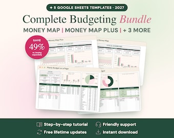 2027 Budget Bundle, 50/30/20, Bill Tracker, Google Sheets (Digital Download)