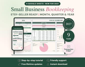 Small Business Bookkeeping Google Sheets, Income, Expense and Profit Tracker | Planly Biz Books Pro