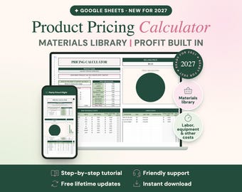 Product Pricing Calculator Google Sheets, Handmade Cost and Profit Template | Planly Price It Right