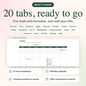 2027 Ultimat bröllopsplanerare Google Sheets, budget, sittplatser, kalender (digital nedladdning) bild 2