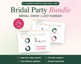 Bridal Party Bundle: Maid of Honor & Bachelorette Trip Planner (2027 Google Sheets)