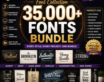35,000+ Fonts Bundle, Cricut & Canva Pack (Instant Download)
