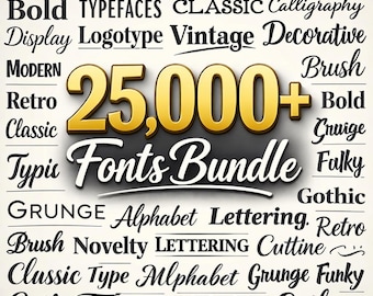 Megapaquete con más de 25 000 fuentes: script, serif y sans (descarga instantánea)