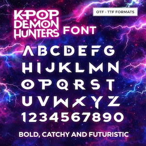 Kpop Demon Hunters Font Bundle | Huntrix Anime Font | Cyberpunk Kpop Typeface | Cricut Font SVG | Otf Ttf Font Files | Kpop Merch Design