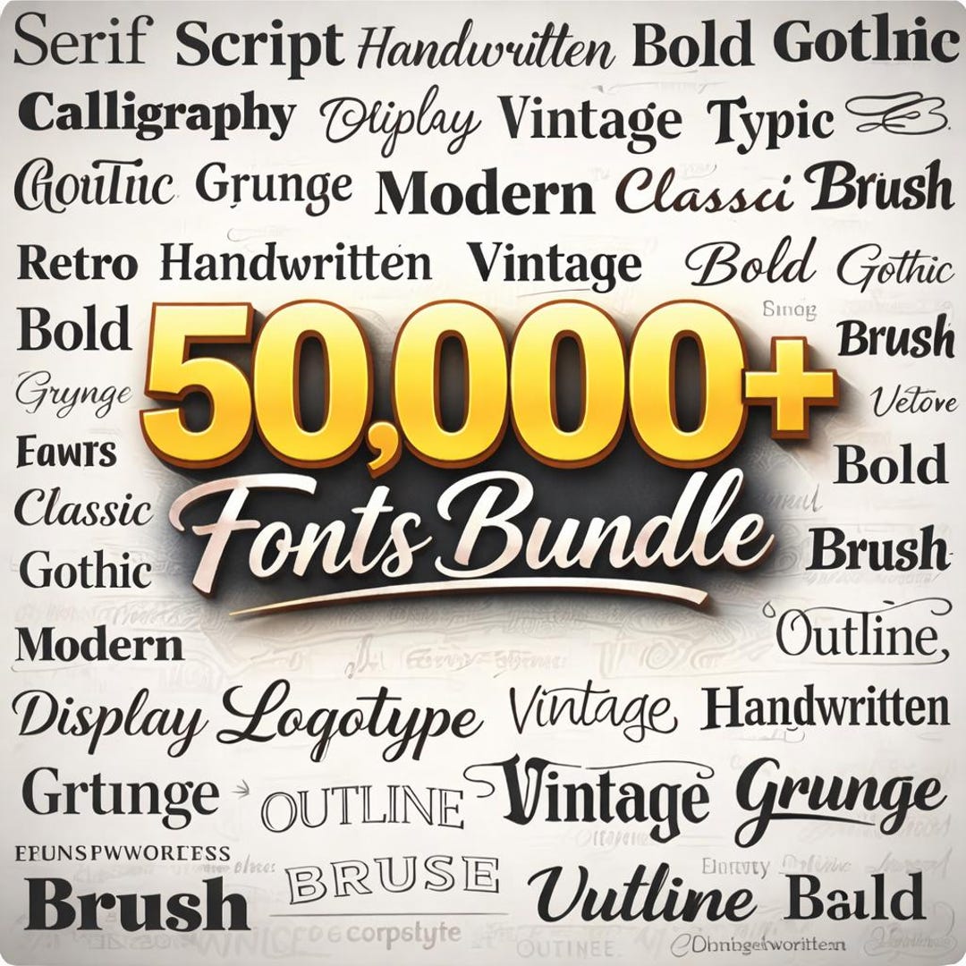 50,000+ Fonts Bundle, Cricut & Canva Pack (instant Download) - Etsy