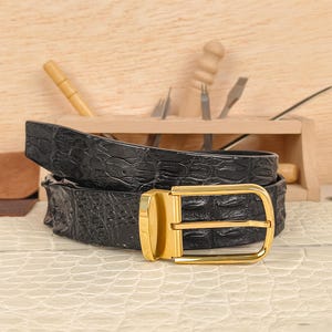Black Alligator Belt Gold - Etsy display picture 1