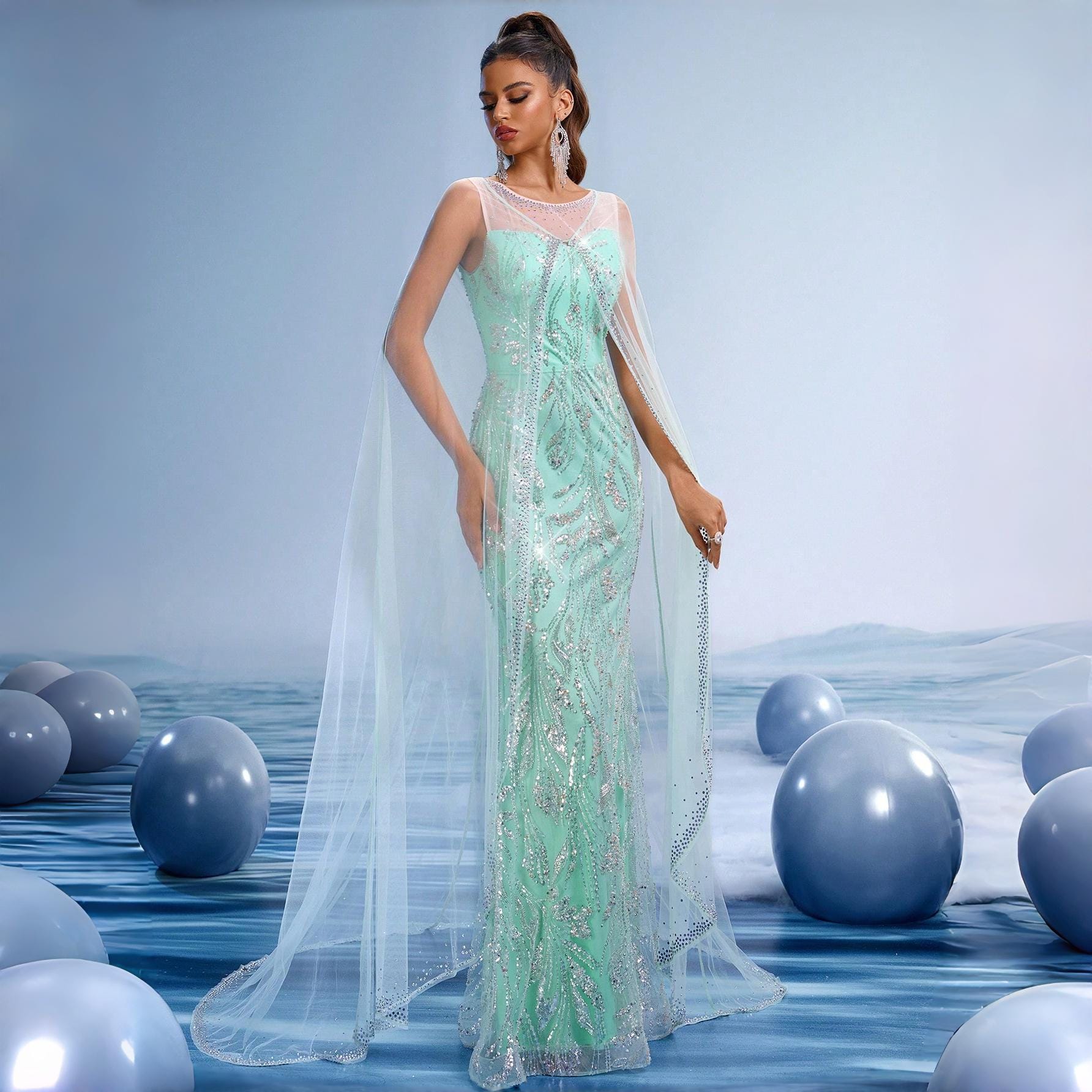 sachin and babi light blue dress Aqua Allure: Pinterest's Best Mermaid Dresses for Women