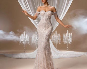 Blush Prom Dress 2026 Ethereal Style, Custom Made Embroidery Evening Gown,  Formal Gala Wear - Etsy