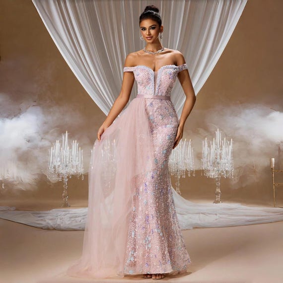 chinese dress ladies Maya Taupe Blush V Neckline Embellished Maxi Dress – Maya Deluxe main image 0