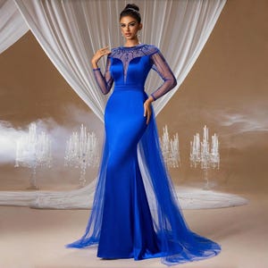 beaded crystal dress Designer Long Pink Mermaid Off-the-shoulder Beaded Crystal Prom Dress –  misshow.com main image 0