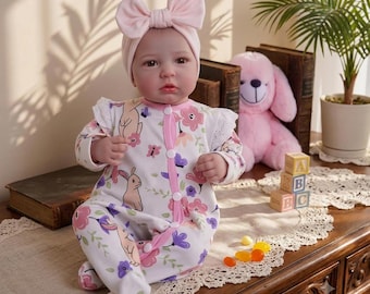 Real Life Reborn Baby Doll, 20" Realistic Soft Vinyl Newborn Girl, Complete Accessories Kids Gift, Lifelike Cradling Doll