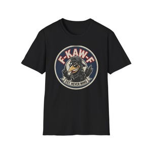 Camiseta con el logo del cuervo F-KAW-F / Insignia de pájaro retro, Est. No importa imagen 4