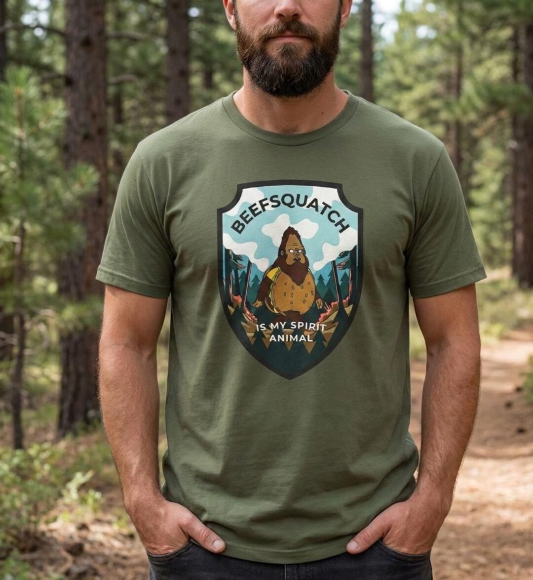 Beefsquatch T-shirt | Funny Burger Bigfoot Parody, National Park Badge ...