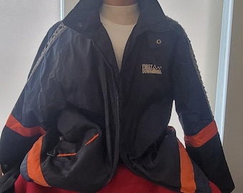 First Down Men’s Puffer Jacket – Black/Blue/Orange – Winter Coat