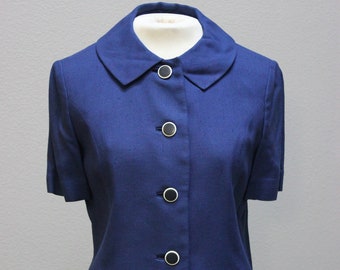 Fabuloso Vintage Handmacher Marino Peplum Blusa