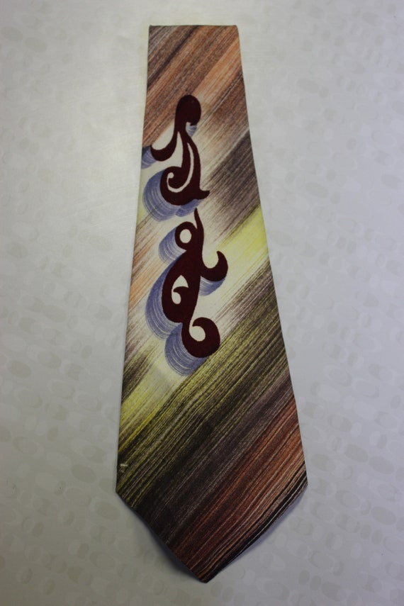 Fantastic 1940s Vintage Hand Painted Wide Tie - image 2