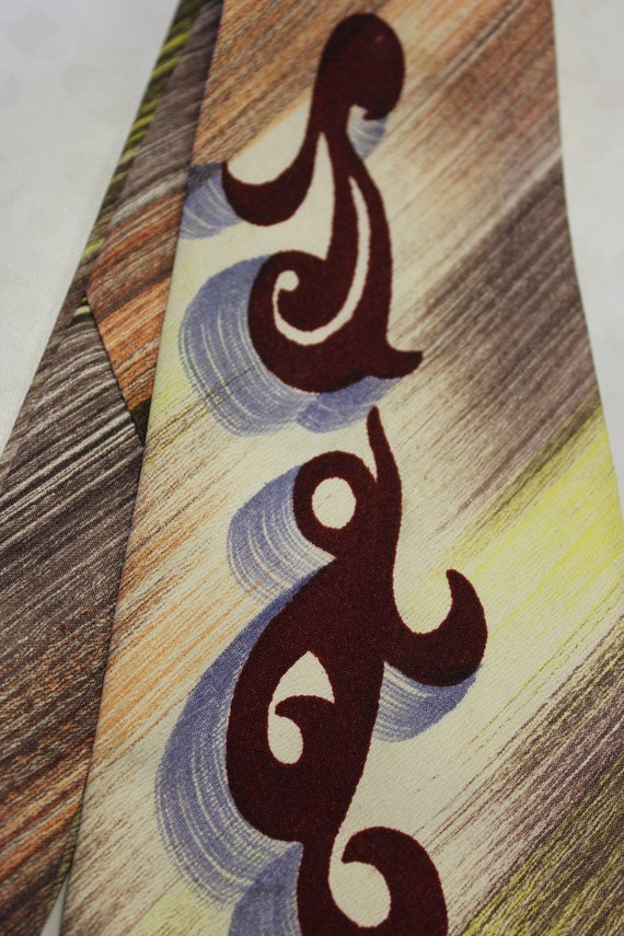 Fantastic 1940s Vintage Hand Painted Wide Tie - image 3