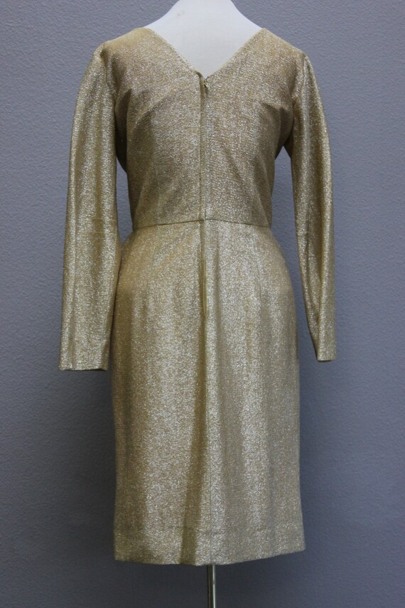 Vintage 1960s Gold Metallic Cocktail Dress - image 3