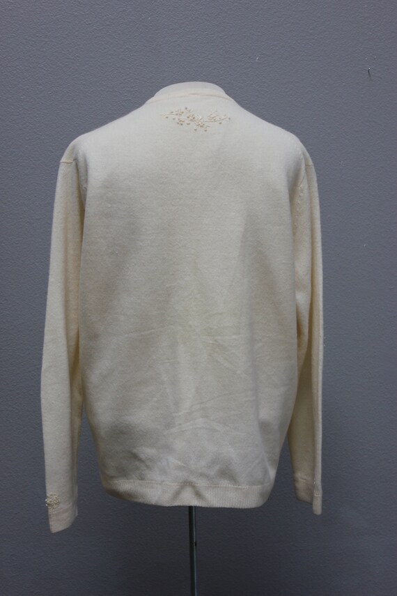 Vintage Cream Embroidered Cardigan Sweater - image 4
