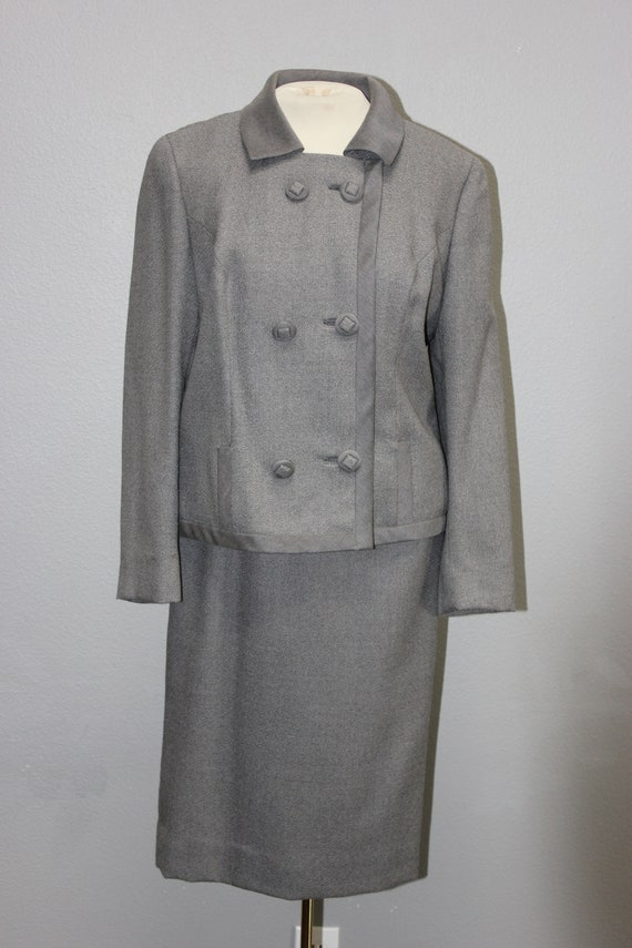 Classy Gray Tweed Skirt Suit - image 1