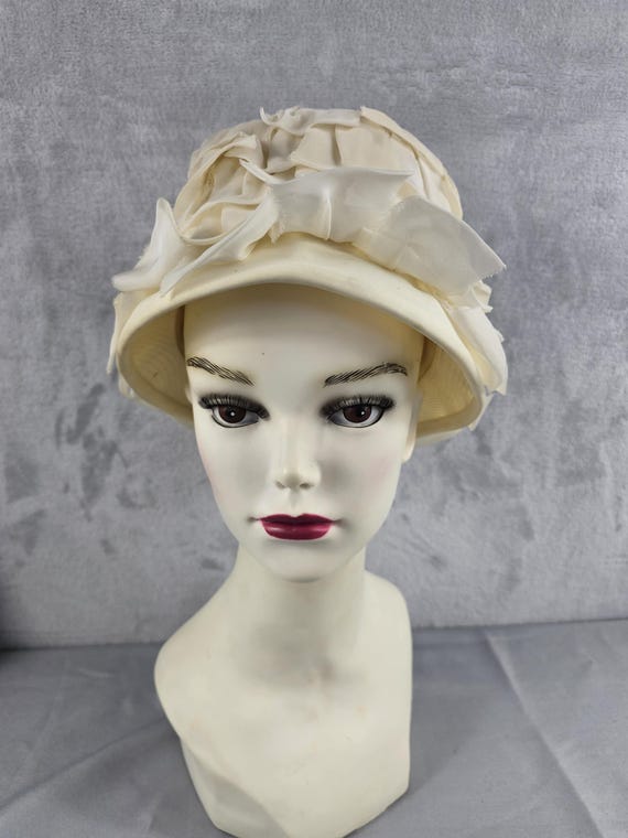 Vintage White Chiffon Lamp Shade Hat
